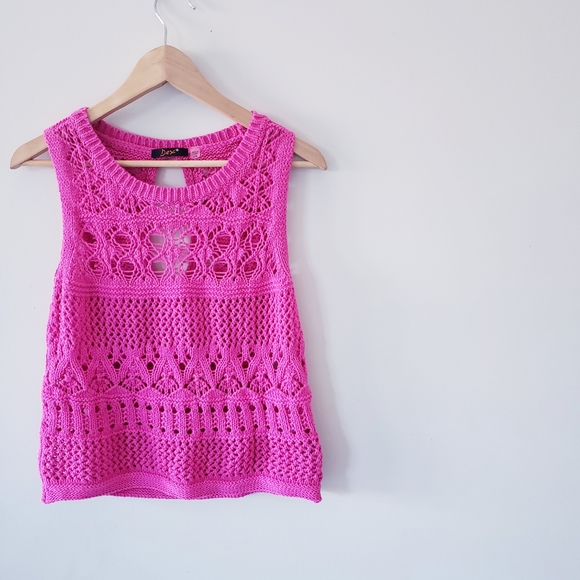Dex Tops - DEX | Bright pink loose knit tank
